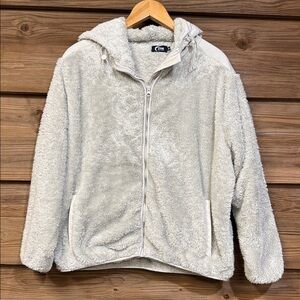 ZYIA Active Hooded Plush Gray Sherpa Jacket